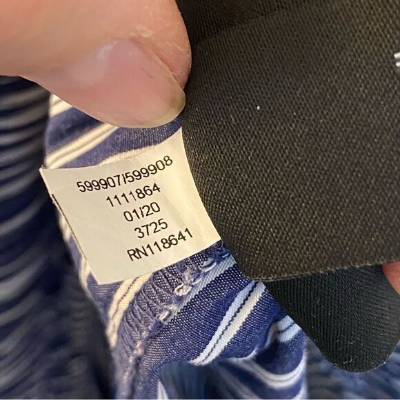 LANE BRYANT PLUS SIZE blue STRIPED BUTTON FRONT TIERED MAXI coastal SKIRT 18/20 - Picture 8 of 9